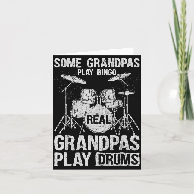 Mens Real Grandpa Play Drums Percussionist Drummer Card (Front)