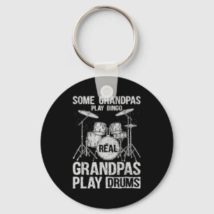 Mens Real Grandpa Play Drums Percussionist Drummer Key Ring