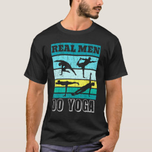 Mens Real Men Do Yoga Meditation Fitness Exercise T-Shirt