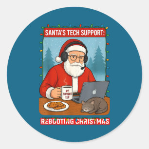 mens Rebooting Santa s Tech Support Classic Round Sticker