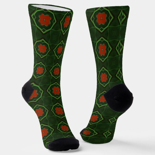 Men's Red and Green Socks (Angled)