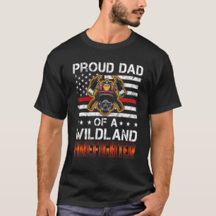 Mens Red Line Flag Proud Dad of a Wildland Firefi T-Shirt