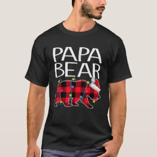 Mens Red Plaid Papa Bear Matching Family Buffalo V T-Shirt