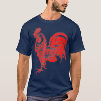 Mens Red Rooster Cocky Vintage Rooster T-Shirt