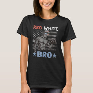 Mens Red White Bro Washington Weightlifting Gym US T-Shirt
