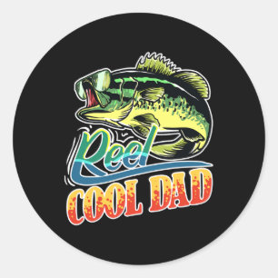 Mens Reel Cool Dad Fisherman Funny Fishing  Classic Round Sticker