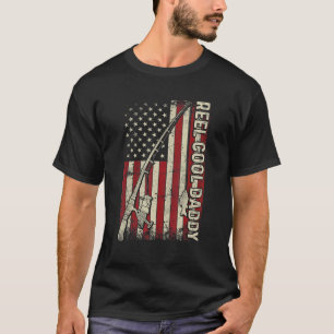 Mens Reel Cool Daddy American Flag Fishing Rod Us T-Shirt