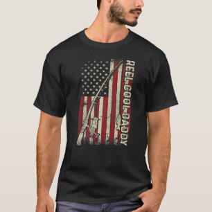 Mens Reel Cool Daddy American Flag Fishing Rod US  T-Shirt