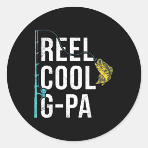 Mens Reel Cool G-pa Fishing Shirt Funny Grandpa Fa Classic Round Sticker