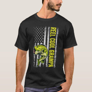 Mens Reel Cool Grampa Fishing Fathers Day American T-Shirt