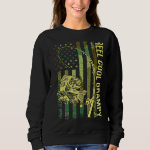 Mens Reel Cool Grampy American Flag Fisherman Reel Sweatshirt