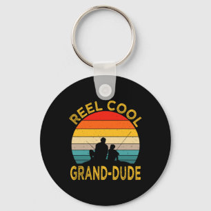 Mens Reel Cool Grand Dude Fishing Daddy Vintage Re Key Ring