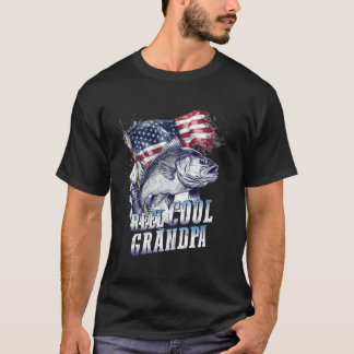 Mens Reel Cool Grandpa American Flag Fishing Fathe T-Shirt