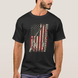 Mens Reel Cool Grandpa American Flag Fishing Rod U T-Shirt