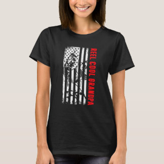 Mens Reel Cool Grandpa Fishing Patriotic American T-Shirt