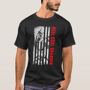 Mens Reel Cool Grandpa Fishing Patriotic American T-Shirt
