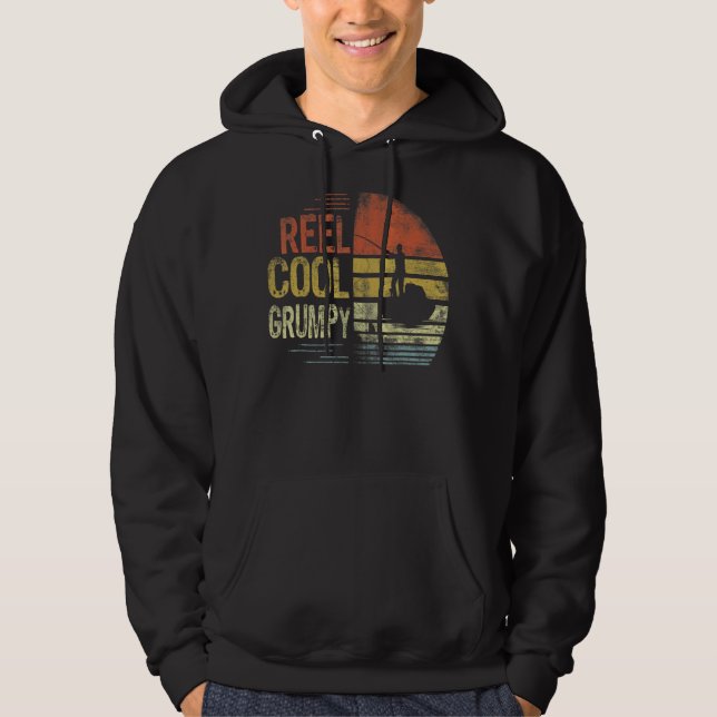 Mens Reel Cool Grumpy Fisherman Grumpy Father's Da Hoodie (Front)