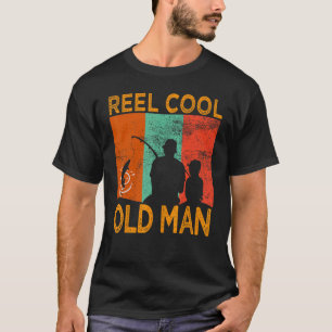 Mens Reel Cool Old Man Fishing Daddy Vintage Grand T-Shirt