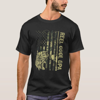 Mens Reel Cool Opa Camouflage American Flag Father T-Shirt