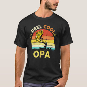 Mens Reel Cool Opa Fisherman Dad Opa Fathers Day F T-Shirt