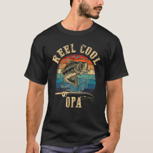 Mens Reel Cool Opa Fisherman Father's Day Fishing T-Shirt