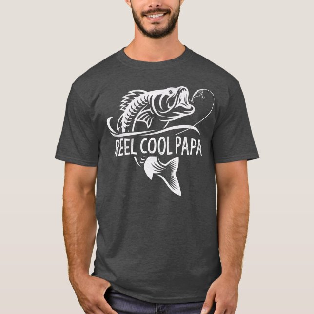 Mens Reel Cool Papa Fishing Dad Father's Day T-Shirt (Front)