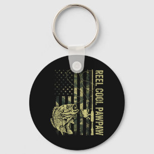 Mens Reel Cool Pawpaw Camouflage American Flag Fat Key Ring