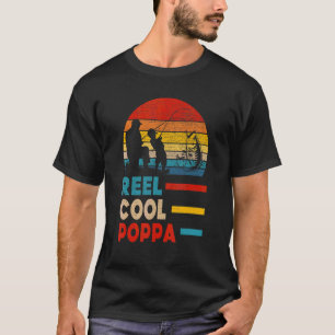 Mens Reel Cool Poppa Fisherman Daddy Father Day F T-Shirt