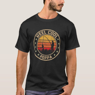 Mens Reel Cool Poppa Fisherman Father's Day Fishin T-Shirt
