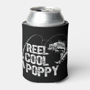 Mens Reel Cool Poppy Design with Fish and Fishing Can Cooler