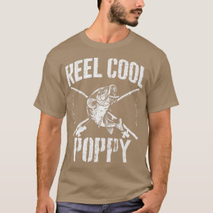 Mens Reel Cool Poppy Fishing Father's Day Grandpa T-Shirt