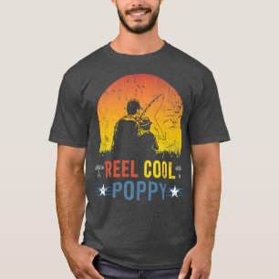 Mens Reel Cool Poppy Funny Retro Fishing Fathers D T-Shirt