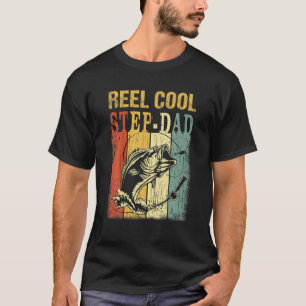 Mens Reel Cool Step-Dad Vintage Fishing Fathers Da T-Shirt