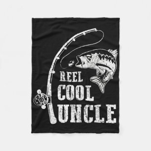 Mens Reel Cool Uncle Fishing Daddy Fathers Day Fleece Blanket