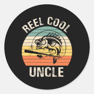 Mens Reel Cool Uncle Fishing Funny Gift For Men Classic Round Sticker