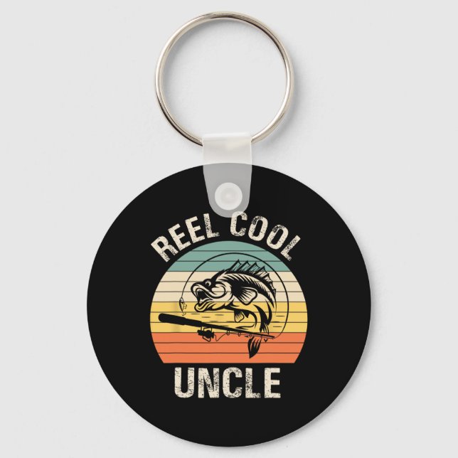 Mens Reel Cool Uncle Fishing Funny Gift For Men  Key Ring (Front)