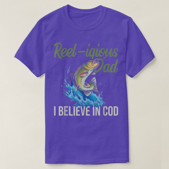 Mens Reeligious DadI Believe In Cod Pun For A Fish T-Shirt (Design Front)