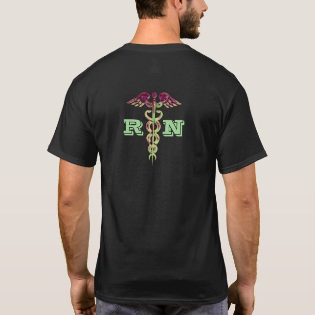 Mens Registered Nurse RN Medical Caduceus Symbol T-Shirt (Back)
