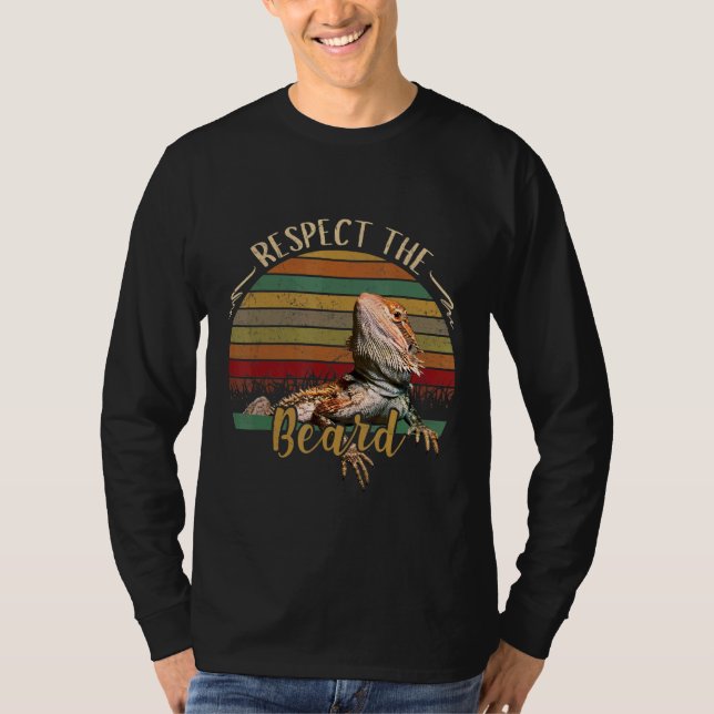 Mens Respect The Beard Bearded Dragon T-Shirt (Front)