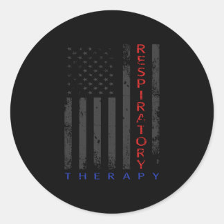 Mens respiratory therapy - patriotic american flag classic round sticker