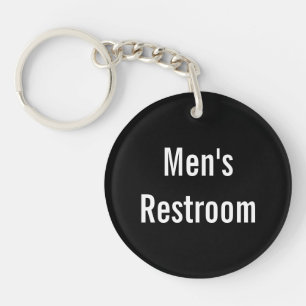 Men's Restroom Black White Business Logo 2 sides Key Ring