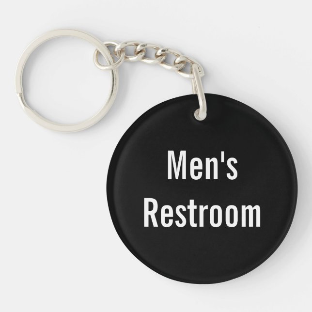 Men's Restroom Black White Business Logo 2 sides Key Ring (Front)