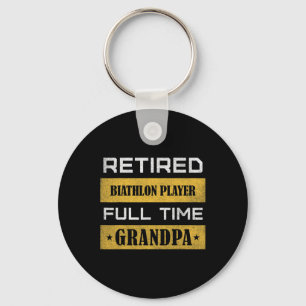 Mens Retired Biathlon Player Full Time Grandpa Key Ring