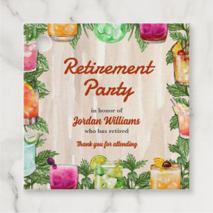 Men's Retirement Summer Backyard Cocktail Party  Favour Tags