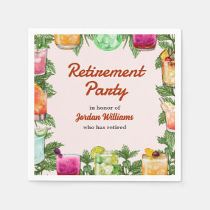 Men's Retirement Summer Backyard Cocktail Party Napkin
