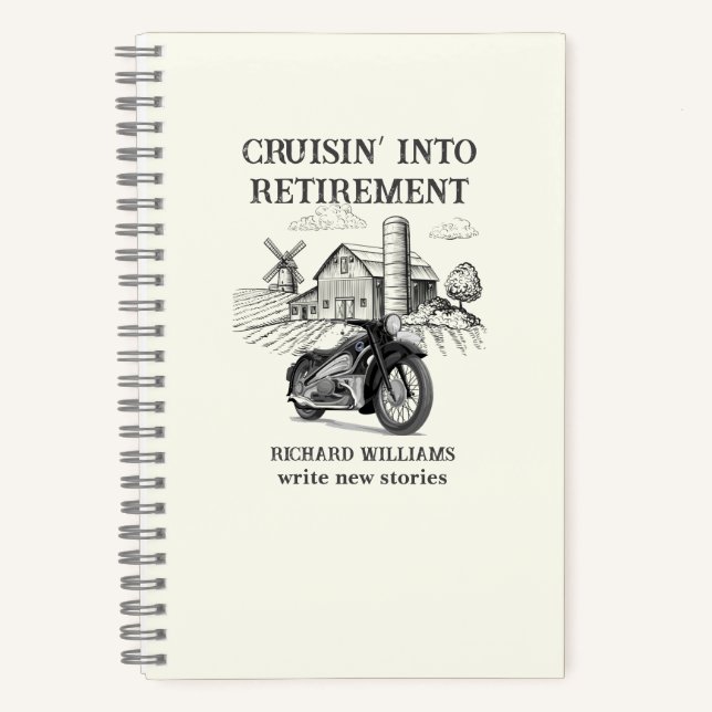 Men's Retirement Vintage Barn Motorbike Cruising Notebook (Front)