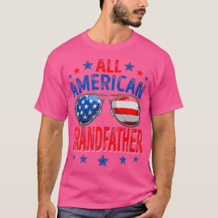 Mens Retro All American Grandfather American Flag  T-Shirt