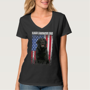 Mens Retro American Flag Black Labrador Dad  For F T-Shirt