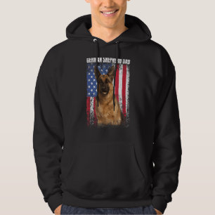 Mens Retro American Flag German Shepherd Dad For Hoodie