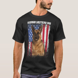 Mens Retro American Flag German Shepherd Dad For T-Shirt
